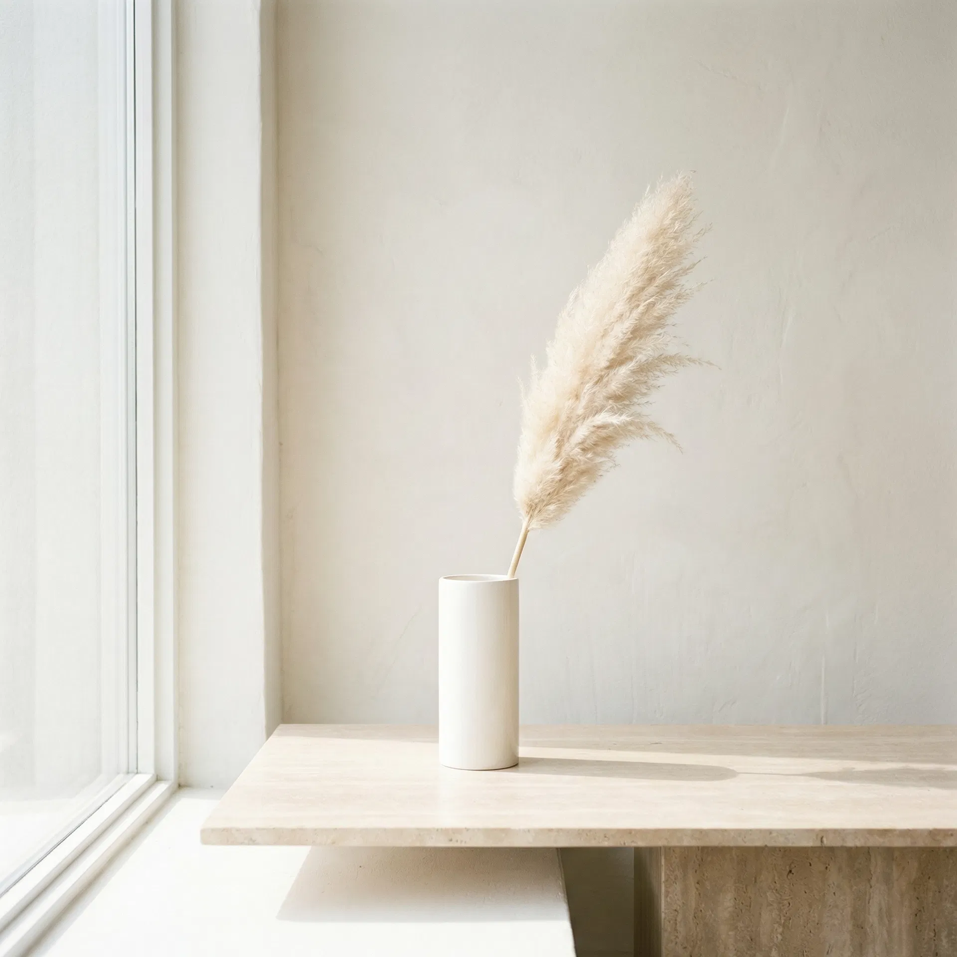 Minimalist vase with dried pampas grass — calm and dignified